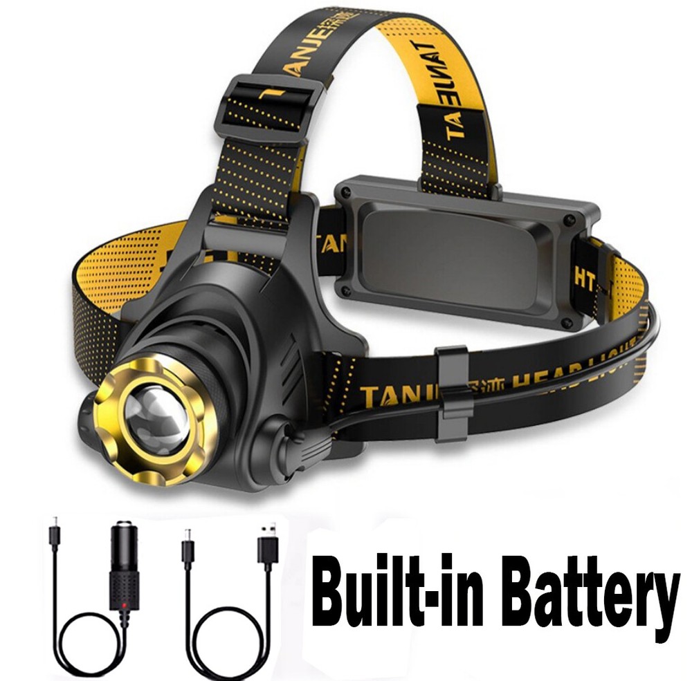 1200000lm LED Headlamp Rechargeable Headlight Worklight Zoom Flashlight Torch