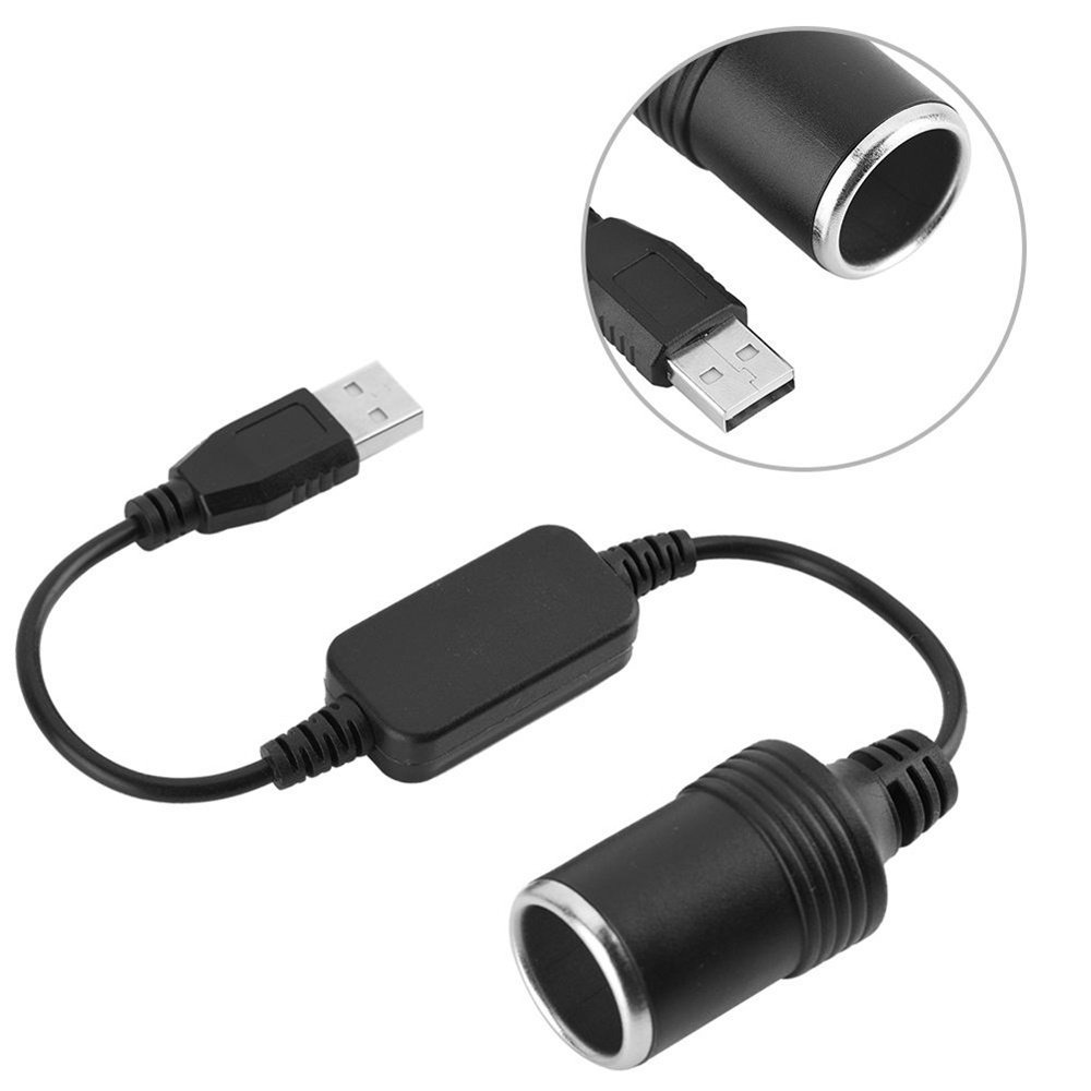 USB Male To 12V Car Cigarette Lighter Female Socket Converter Adapter Cable Cord