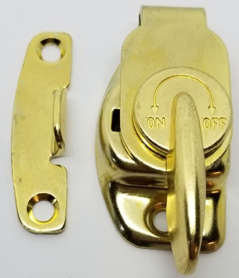 Brass Table Sash Lock Cam-Type spring release dining kitchen leaf close switch