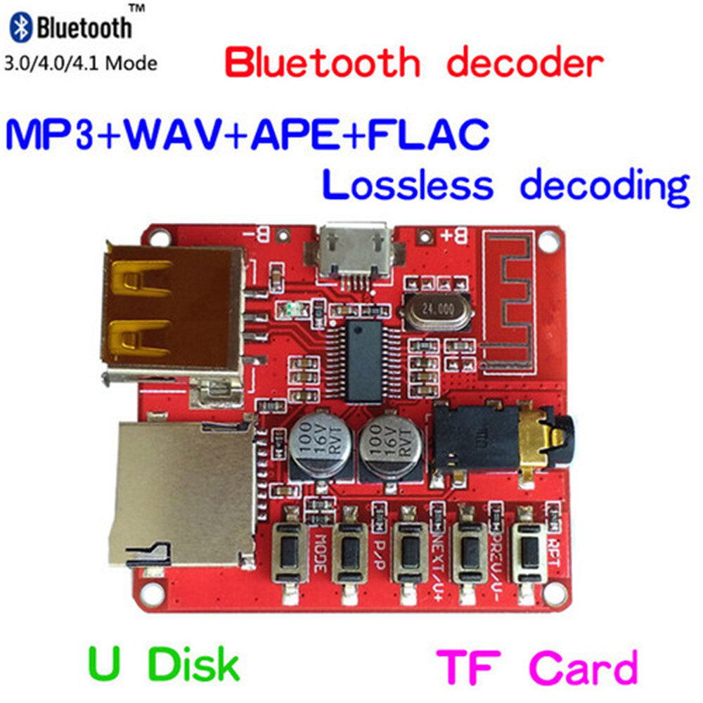3.7-5V Bluetooth 4.1 Audio Decoder MP3 Player Board Micro USB TF SD Card Module