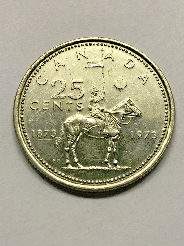 1973 Canada 25 Cents Mountie Centennial AU+ #6905