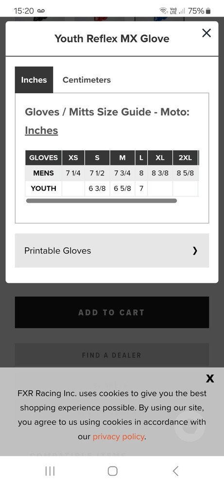 FXR Prime MX Glove Black/White Size Medium