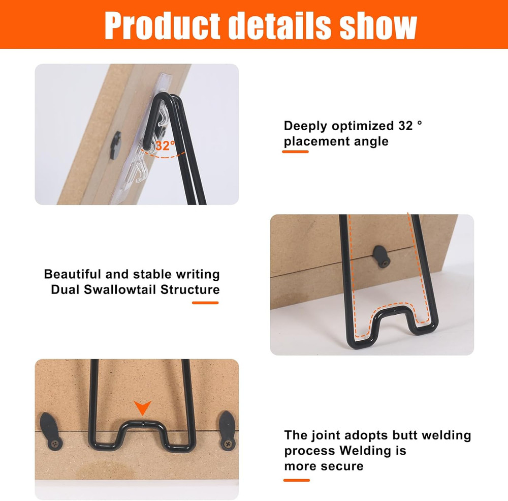 6 Pack Picture Frame Stand Metal Easel Holder Table Top Display Black