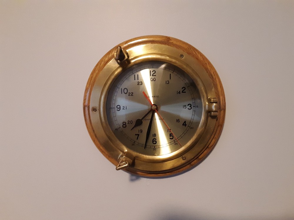 Vtg Ships Time Quartz Ships Porthole Clock ... 10"