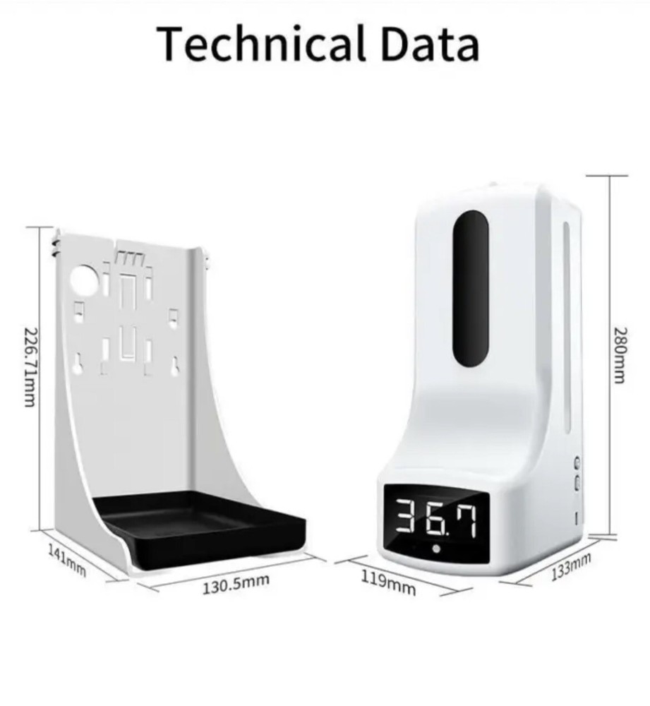 K9 Pro Dual Intelligent Sensor, Auto Hand Soap Dispenser & Temperature Reader