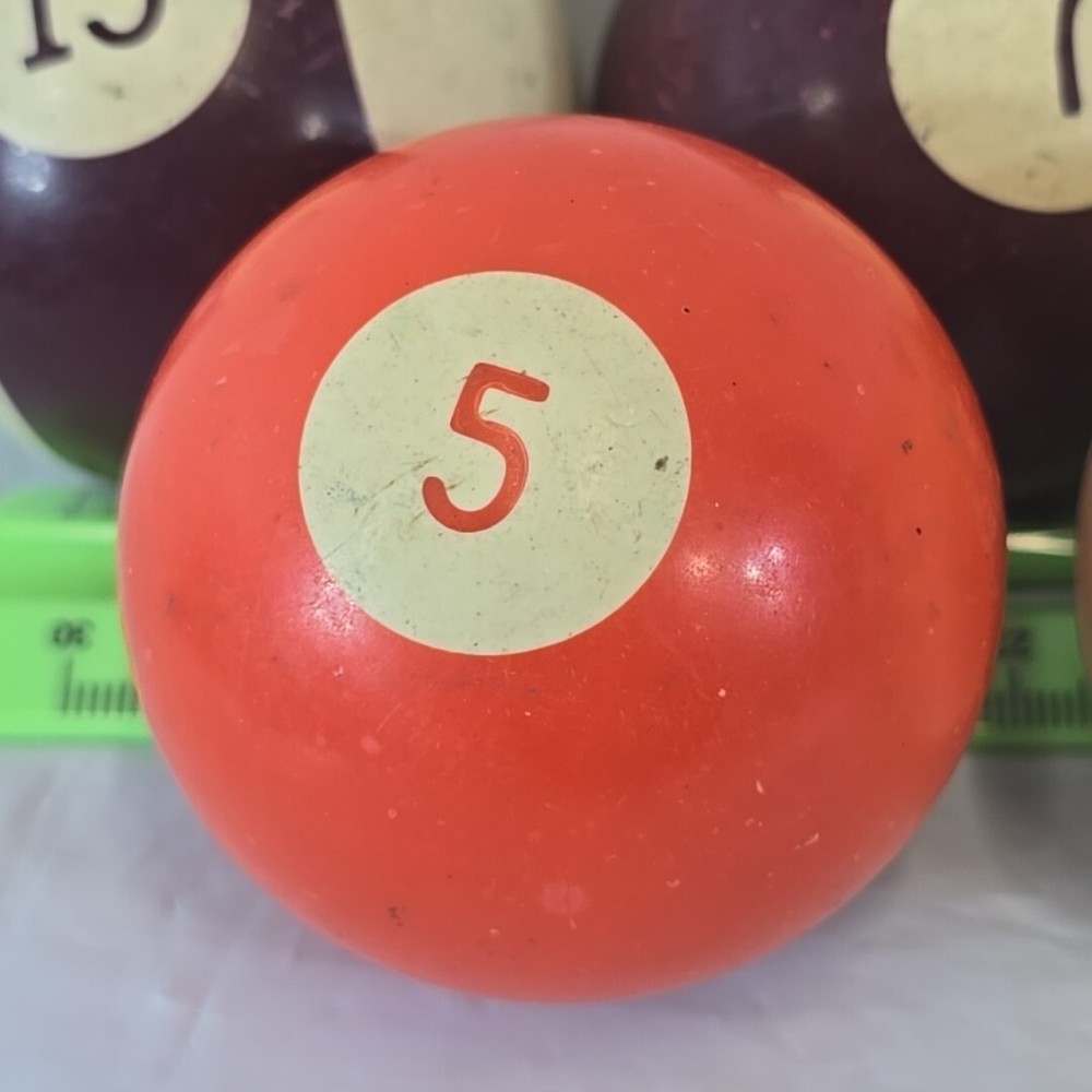8 Vintage Replacement Pool Billard Balls 2 1/4" Diameter Vertical Stripes