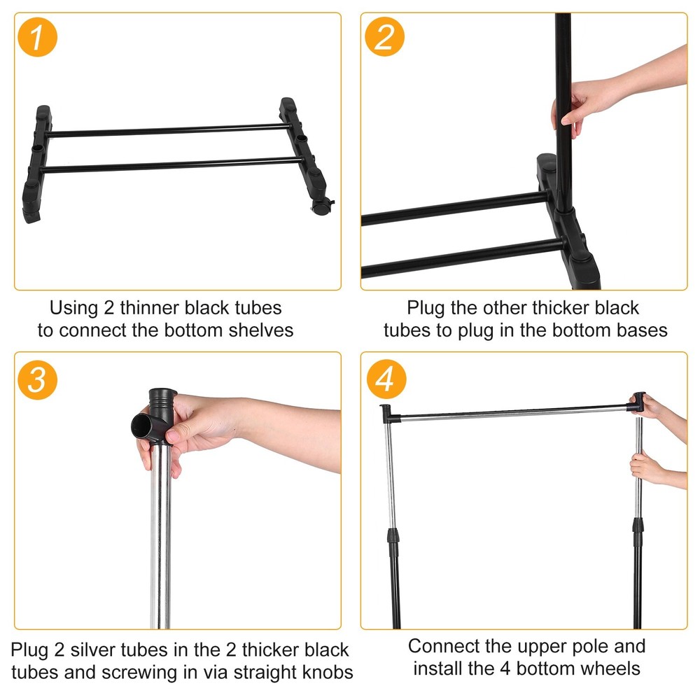 Single/Double Adjustable Clothes Hanger Rolling Garment Rack Duty Rail Organizer