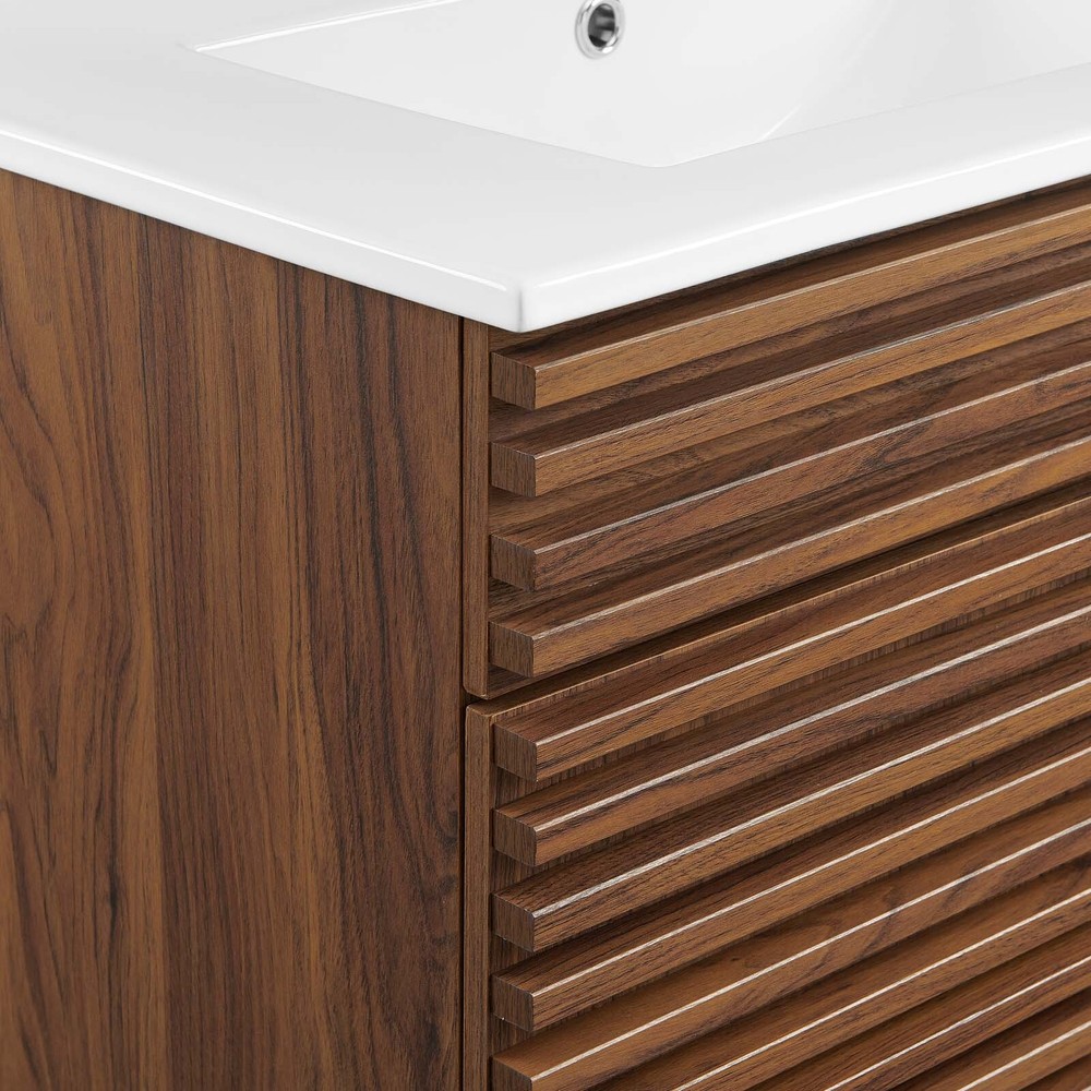 Modway Render 30" Bathroom Vanity With Sink in Walnut White