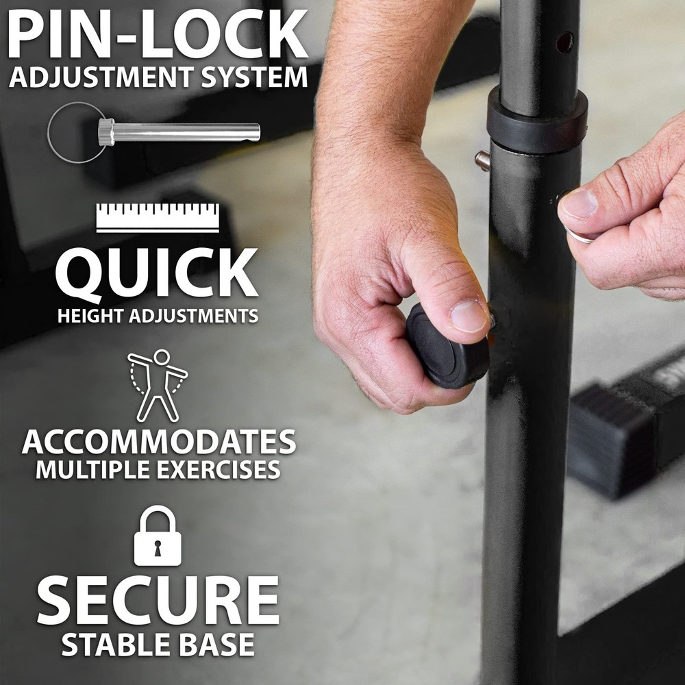 Dip Bar Black. Adjustable Dip Station from 30” – 39” for Dips, Inverted Pull ...