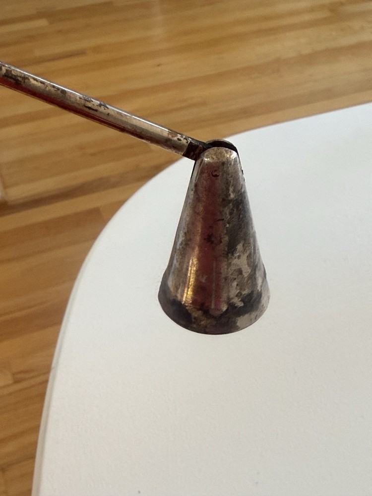 Vintage Silver Plated Candle Snuffer 12" Loop Handle Bell Taper