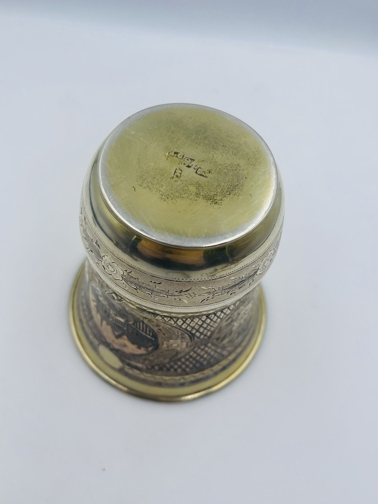 Russian Antique 84 Sterling Silver Niello Cup