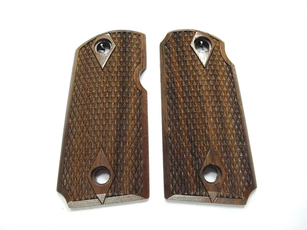 Walnut Double Diamond Checkered Kimber Micro 9 Grips