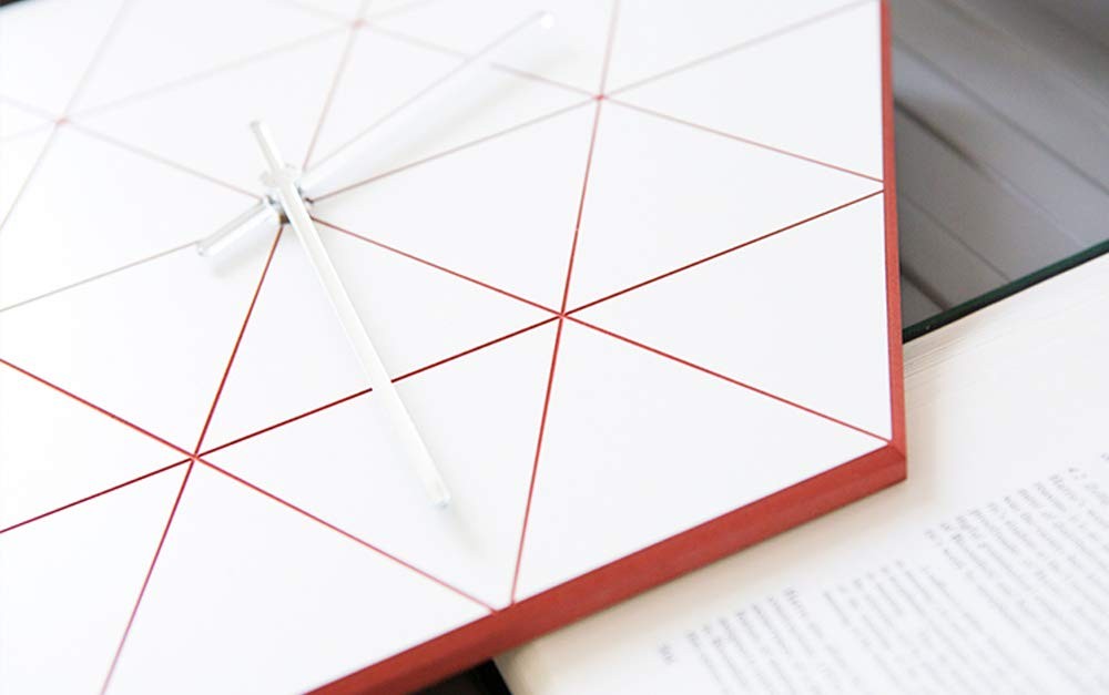 Modern Minimalist Geometric Wall Clock (Red)