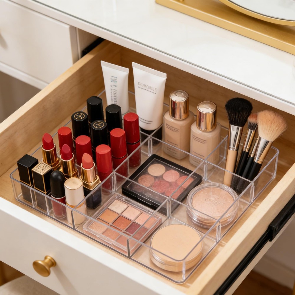 Expandable Desk Drawer Organizer, Expandable Storage Tray with Adjustable Com...