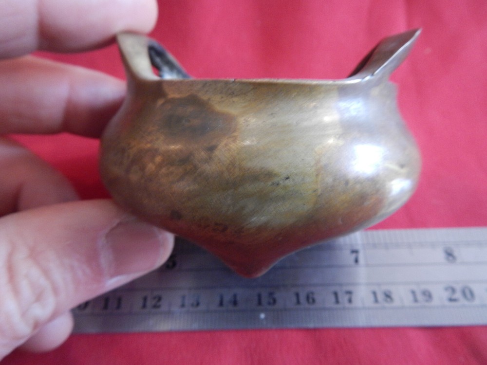 Solid Cast Brass / Bronze Censer Incense Burner Reproduction w/ Hallmarks Chops