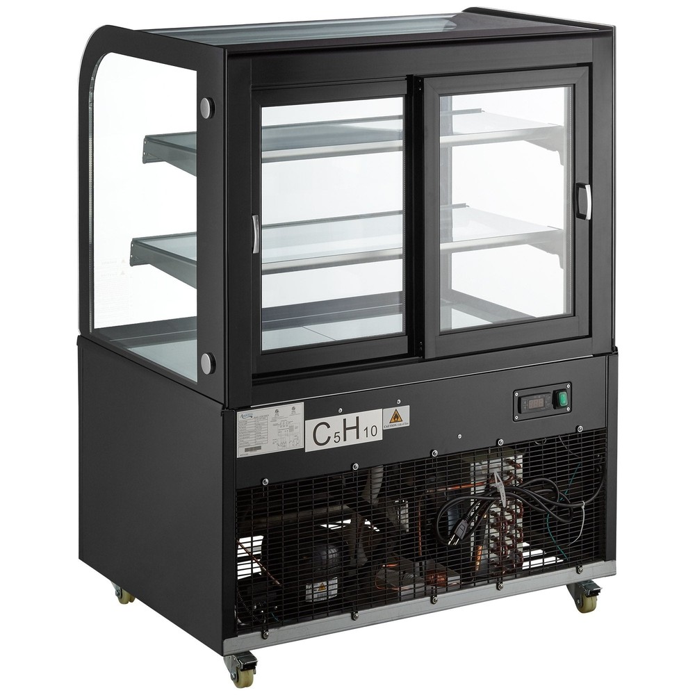 36" Curved Glass Black Refrigerated Bakery Display Case