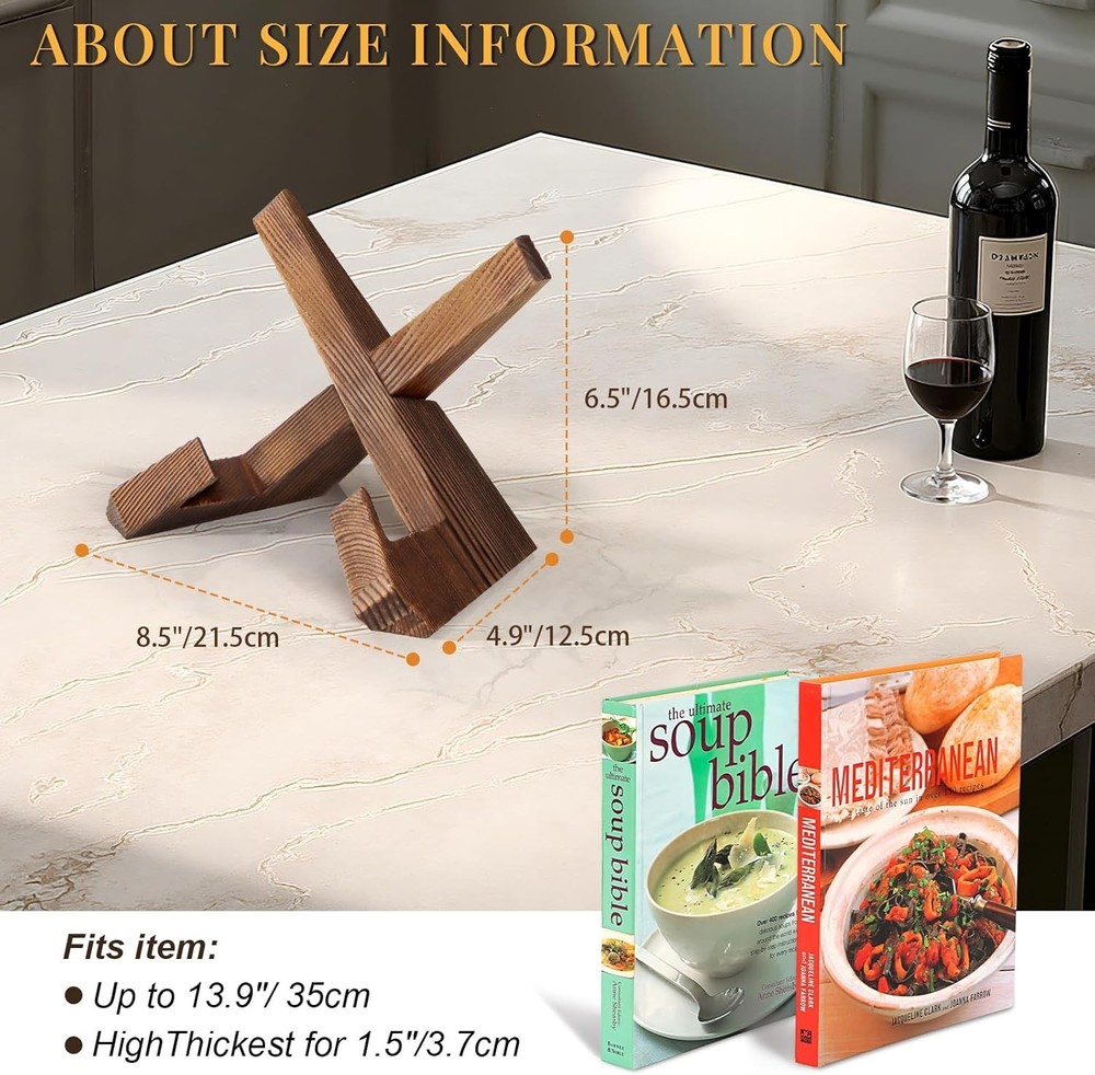 Multi-Functional Wooden Cookbook Stand - Elegant Kitchen Display Solution