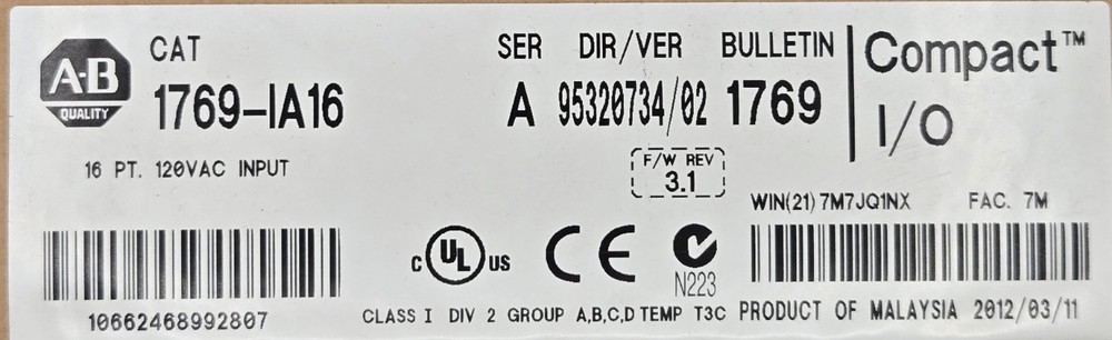 Allen-Bradley 1769-IA16 PLC Input Module
