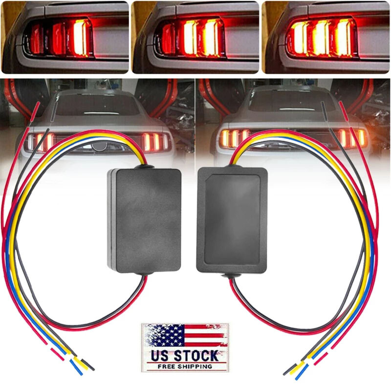 2X 3-Step Sequential Flow Semi Dynamic Chase Flash Tail Light Module Boxes USA