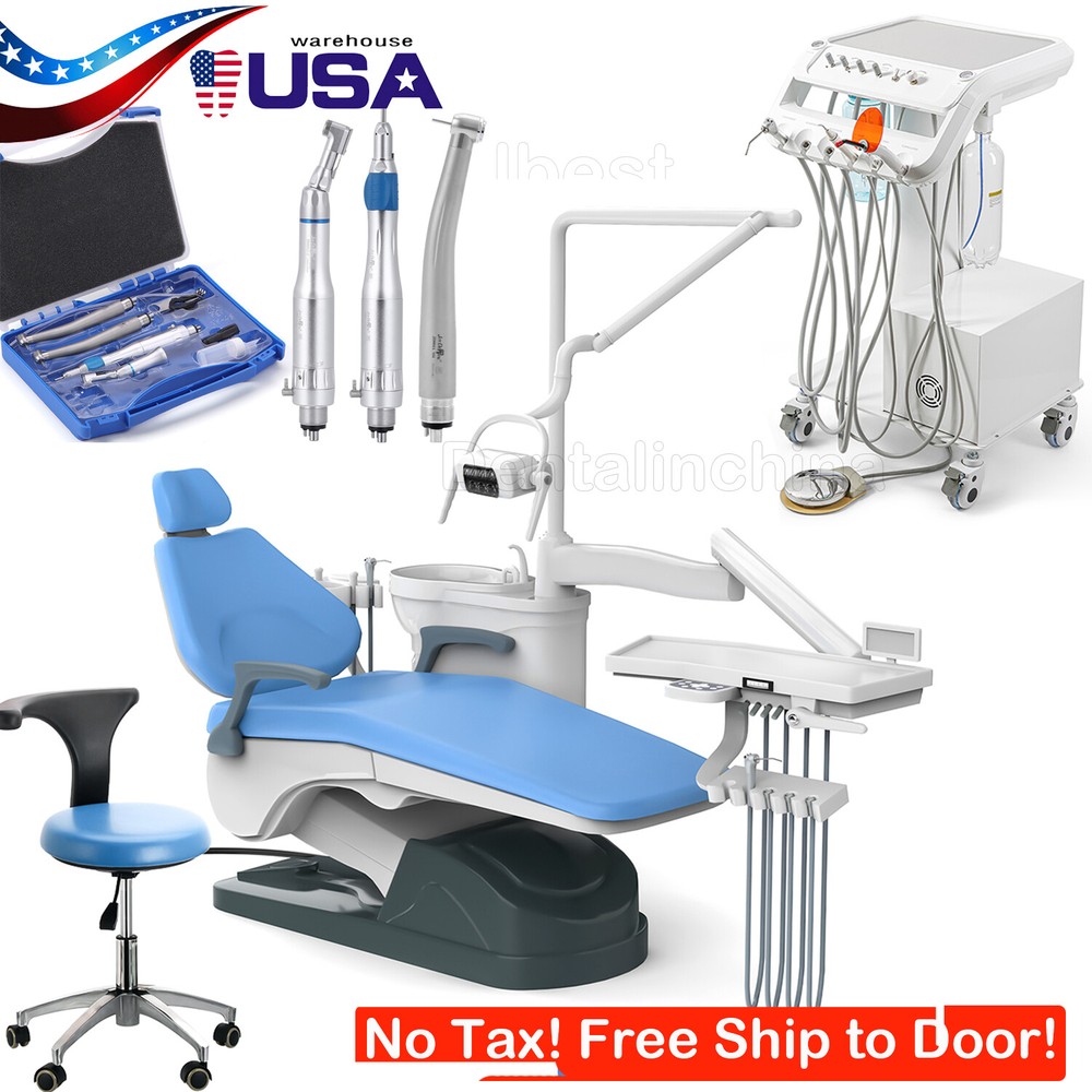 Dental Unit Chair Computer Controlled DC Motor & Air Compressor Rolling Trolley