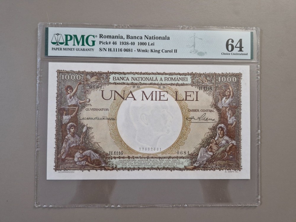 Romania, 1000 lei 1938 PMG 64