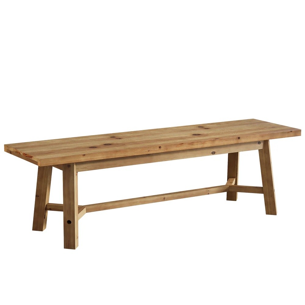Solid Wood Dining Bench 55 Inch Rustic Kitchen Entryway Seat 400lbs Capacity