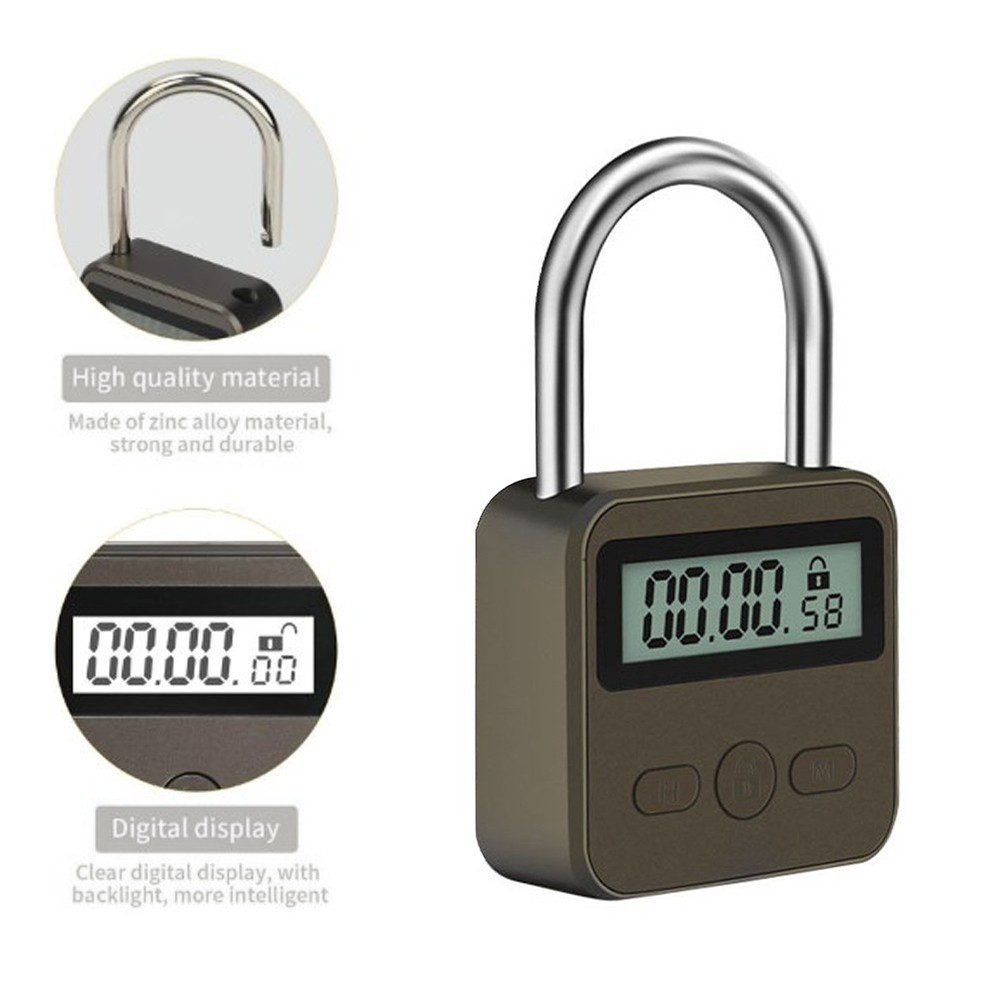 Multifunction Timer Padlock LCD Display Time Lock For Travel Waterproof