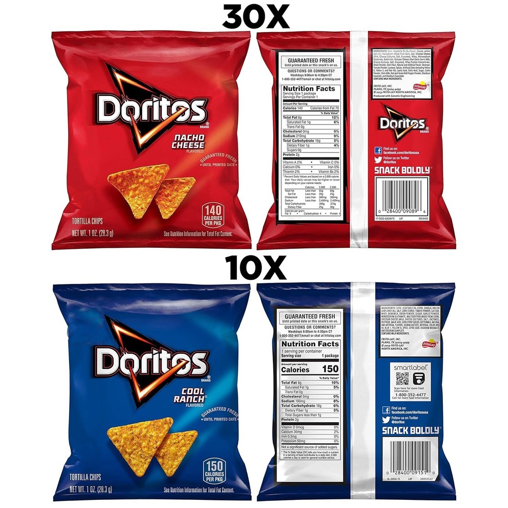 Bold Variety Pack - Doritos Nacho Cheese & Cool Ranch Chips=