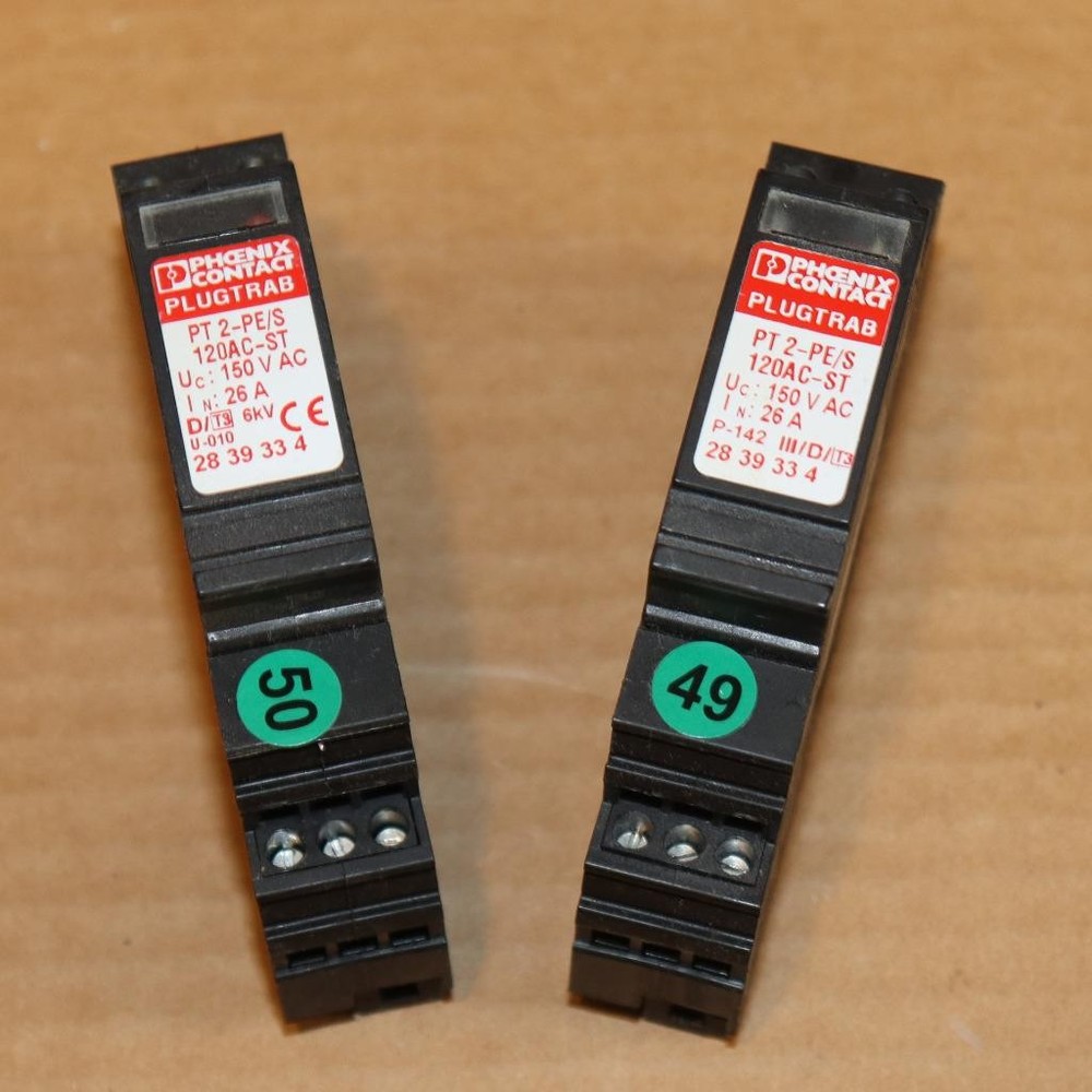 One Phoenix Contact Plugtrab Module PT 2-PE/S 120AC-ST 150VAC 26A GN#49/50