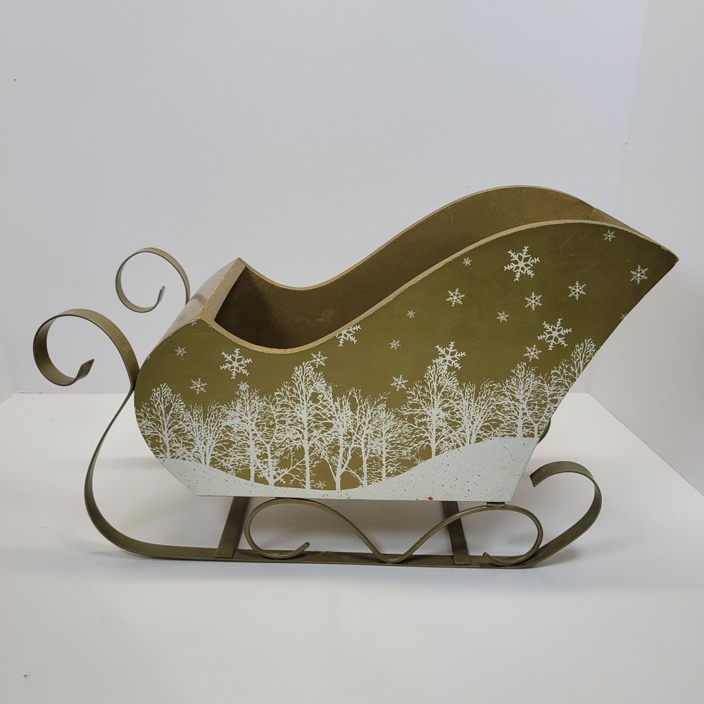 Gold Decorative Sleigh Planter Centerpiece