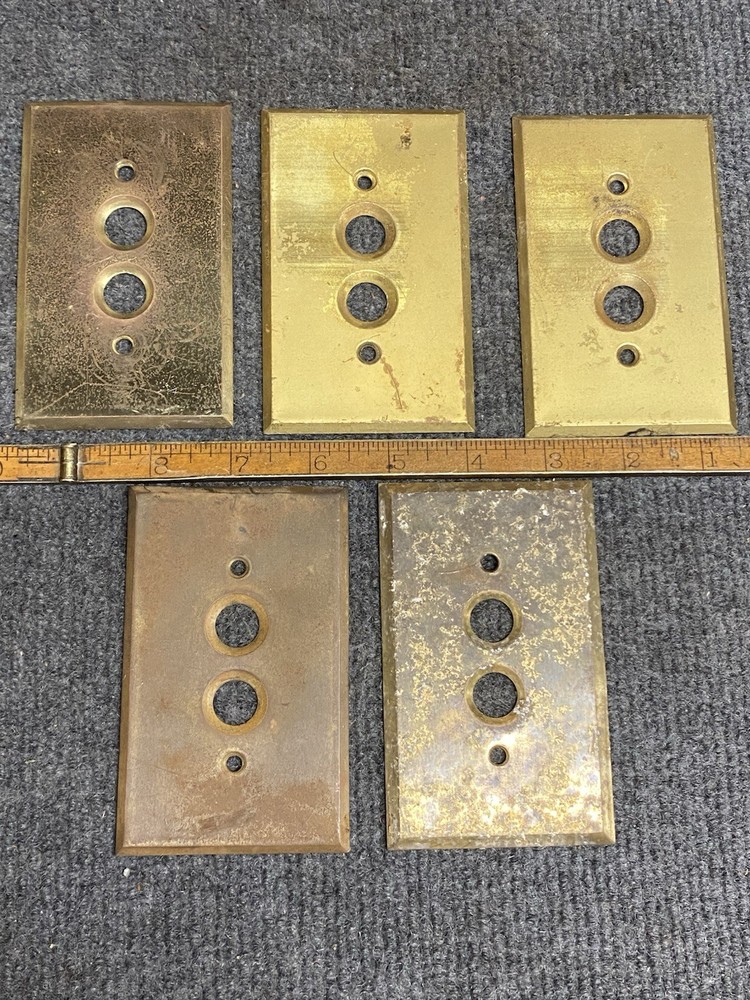 Antique Brass Perkins Electric Switch Covers Push Button (5)