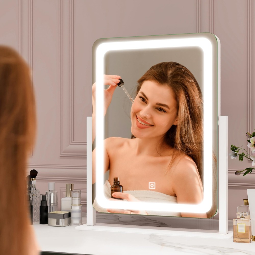 Vanity Mirror with Lights, 12.6"×15" LED Makeup Mirror, Lighted Makeup Mirror...