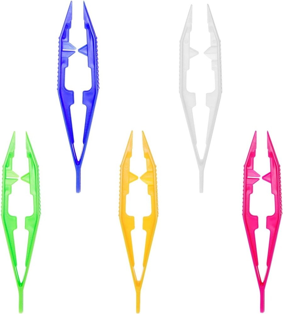 Multifunctional Plastic Bead Tweezers in 5 Assorted Colors for Creative Projects