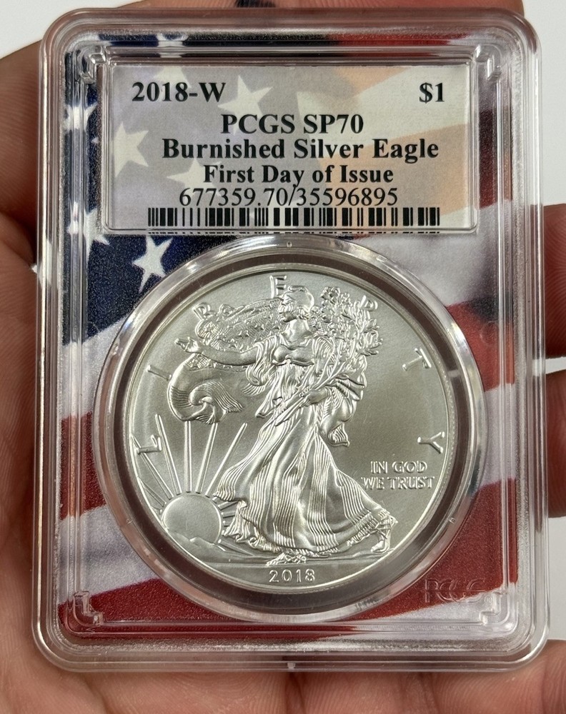 2018 W Silver Eagle Dollar SP70 Burnished PCGS Certified #8026