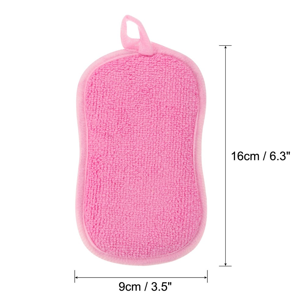 5 Pcs Multipurpose Microfiber Kitchen Dish Sponge Scrubber Pads, Pink