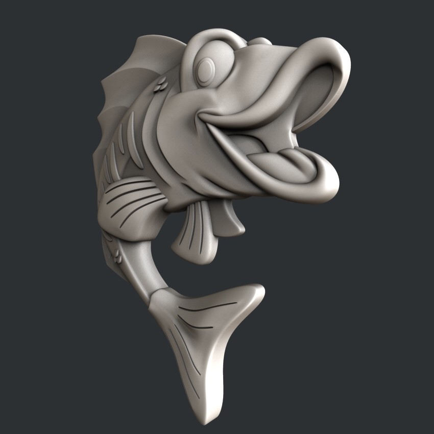 3d STL models for CNC, Artcam, Aspire, relief fish