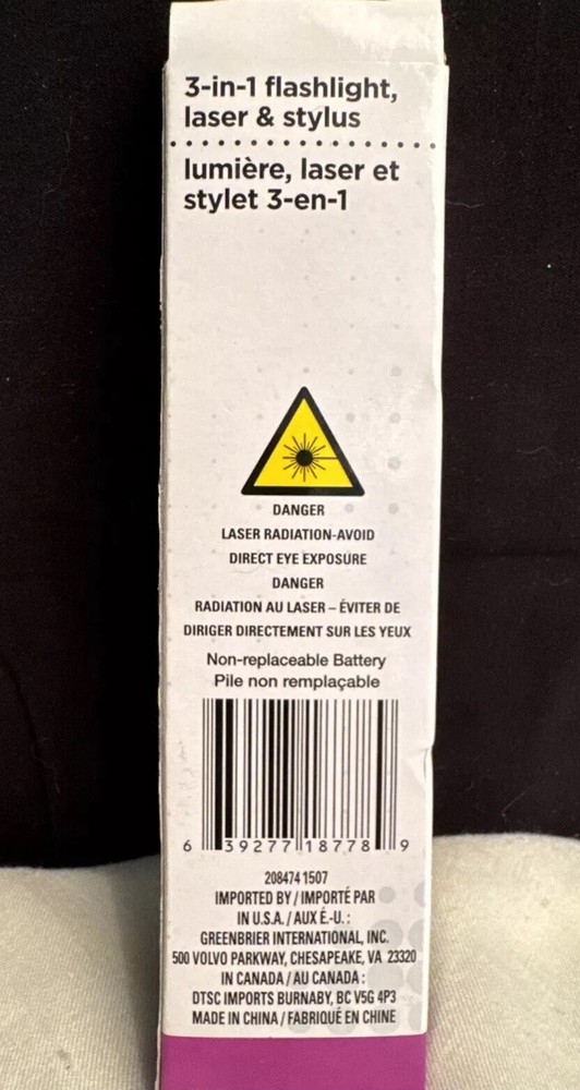 Three In One Flashlight, Laser, And Stylus