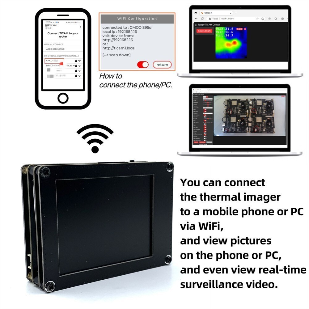 Thermometer Infrared Thermal Imager Visible Light Heating Detect Imaging Camera