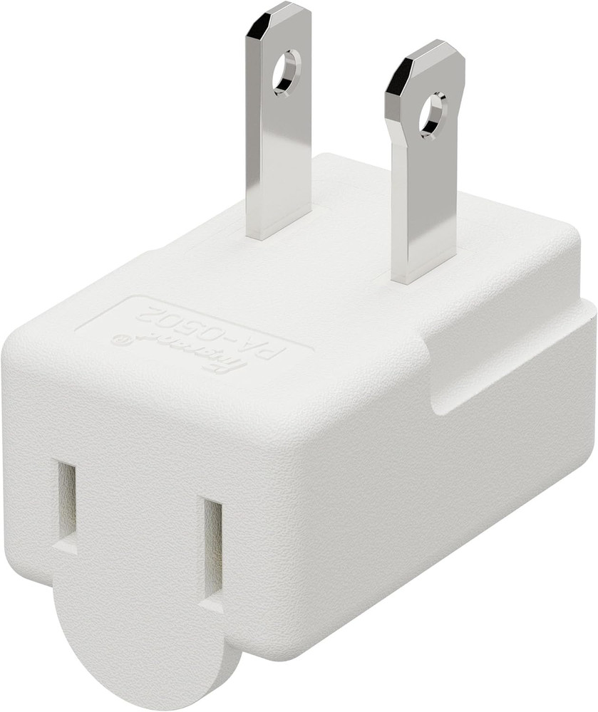 Polarized 2-Prong L Type Adapter, Vertical Right Angled down Angle AC Adapter, N