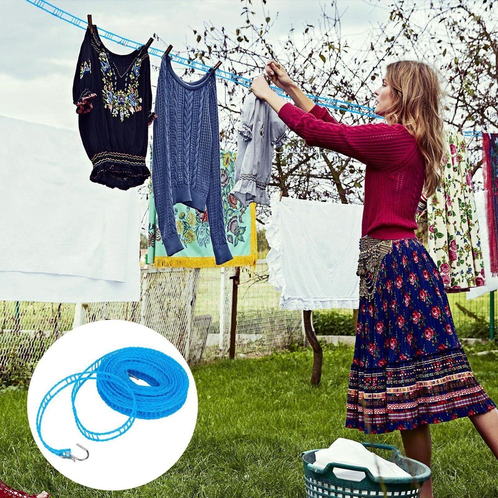 2 Pack Clothes Line Windproof Clothes Line with Hooks Portable Clothesline Tr...
