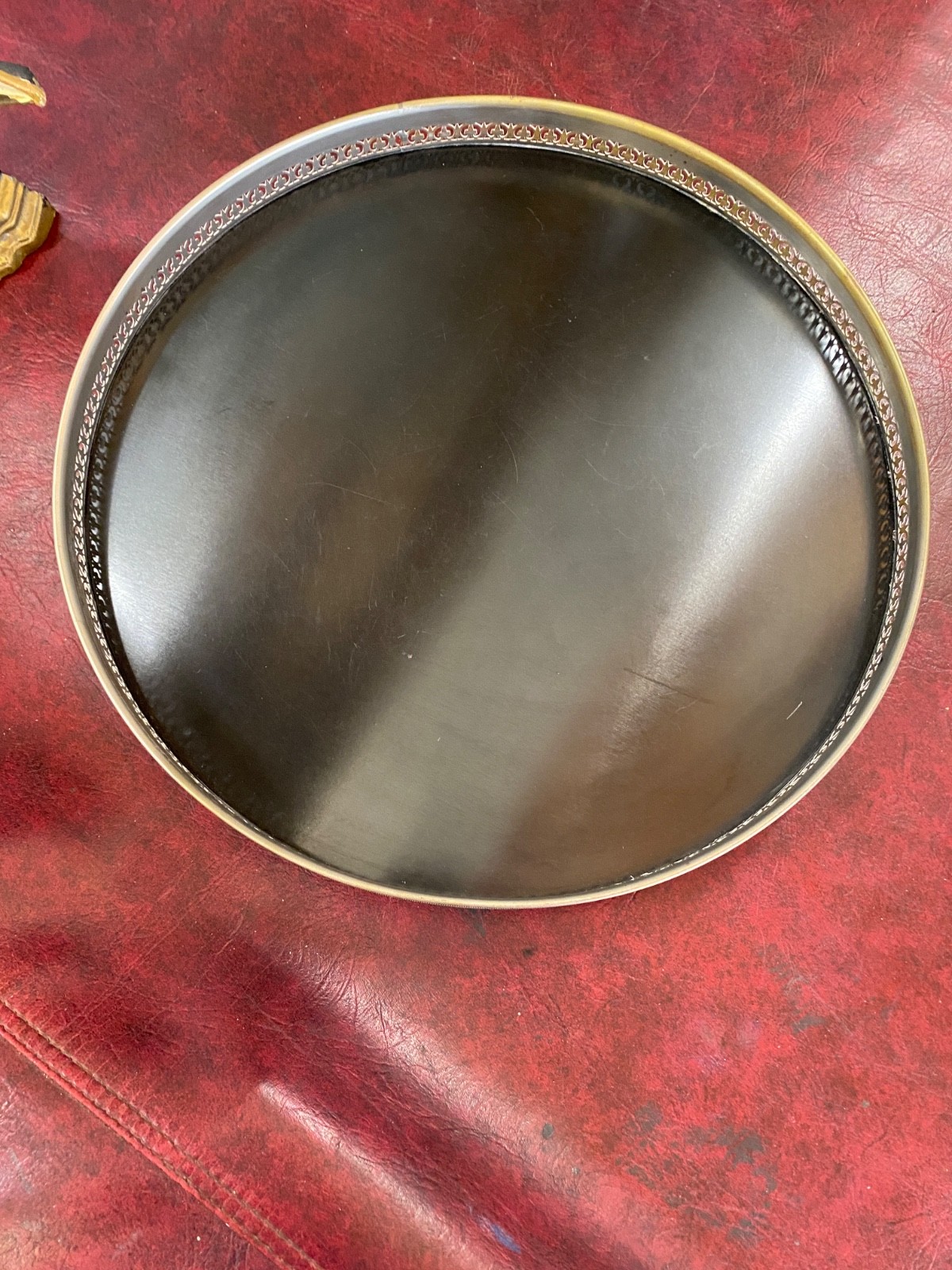 VTG William Adams Towle Serving Tray 16" Italy Silver Plate Black Formica