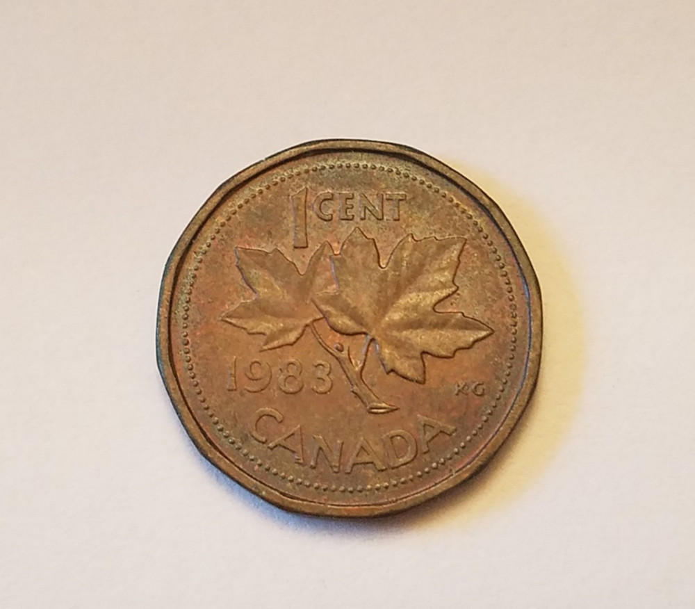 1983 Canada cent, Elizabeth II, 12-sided flan, KM-132