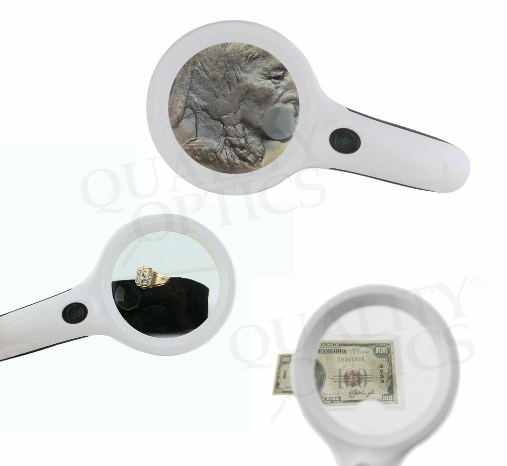 Quality Optics® Easy Grip Illuminated Hand Magnifier 4X/6X Dual function