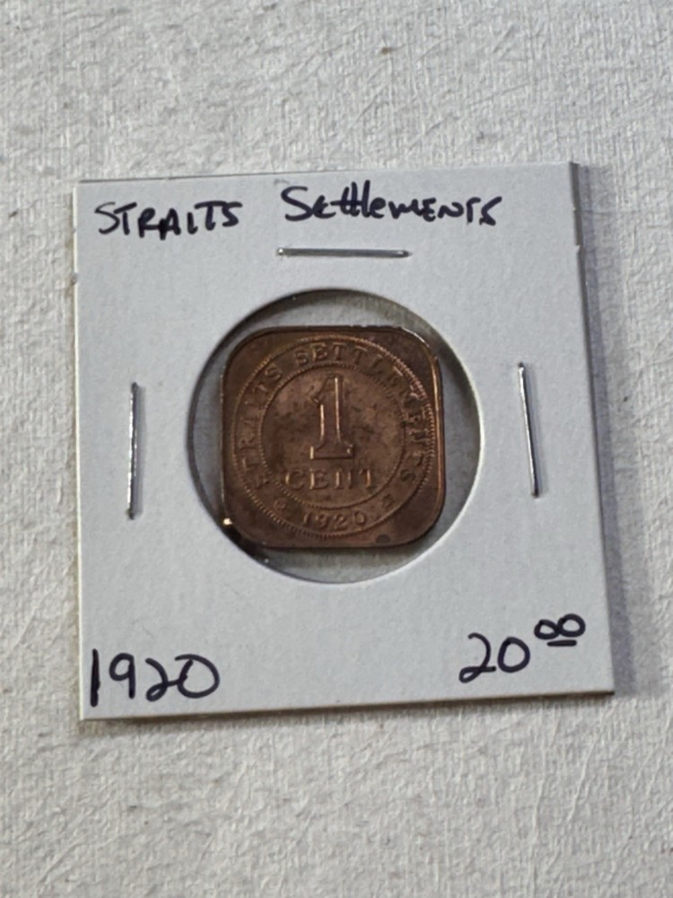1920 Straits Settlement 1 Cent Square Coin