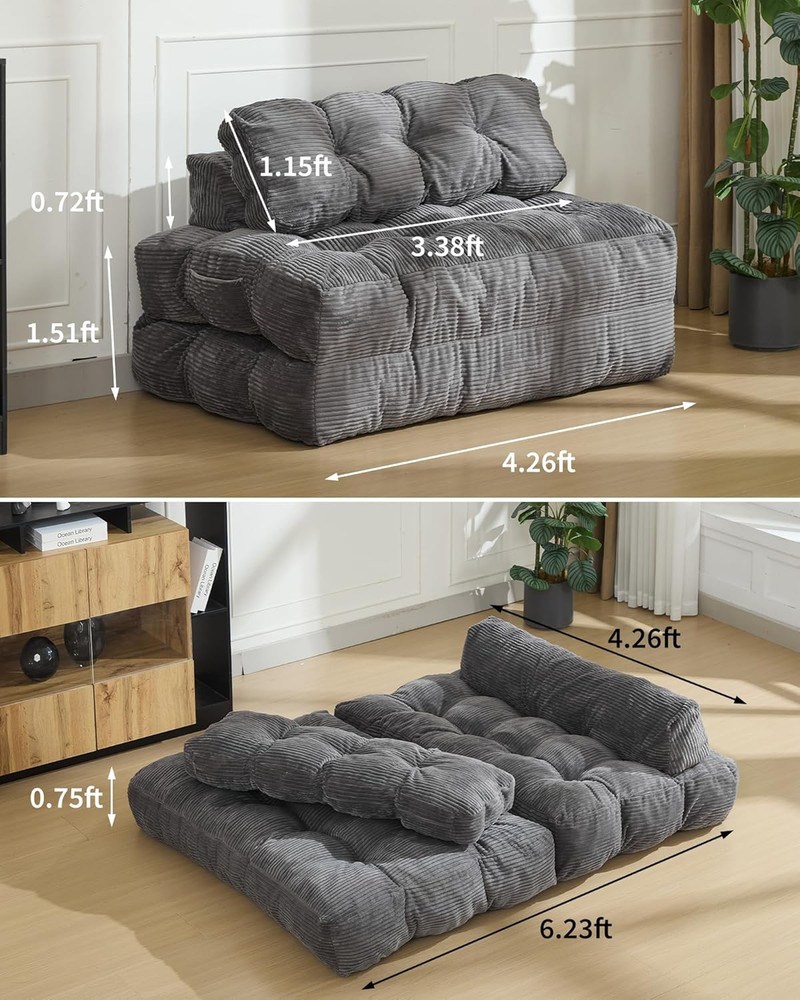 Compact Dark Grey Folding Sofa Bed - No Assembly Required, Versatile & Stylish