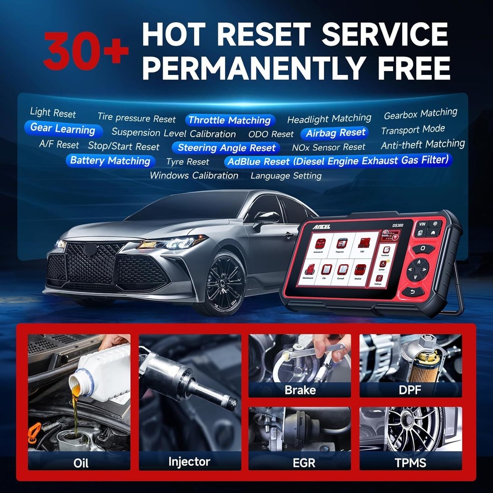 ANCEL DS300 Bidirectional Tool OBD2 Scanner Diagnostic FCA Autoauth ECU Coding