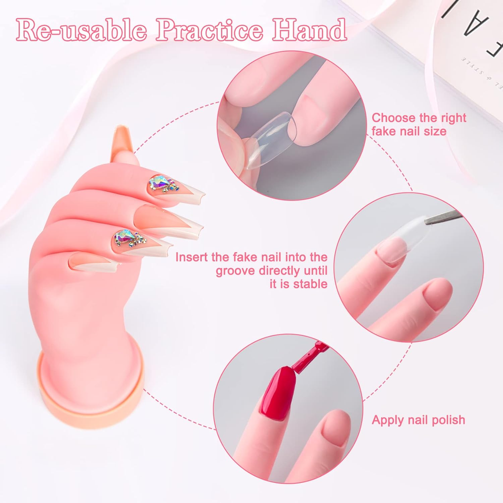 Nail Practice Hand for Acrylic Nails Mannequin Hand for Nails Practice Flex...
