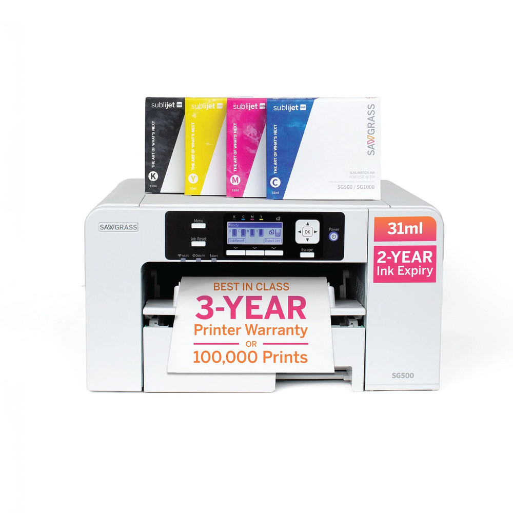 SG500 Sublimation Printer Bundle, Sublijet 31Ml UHD Inks and Truepix Sublimat...