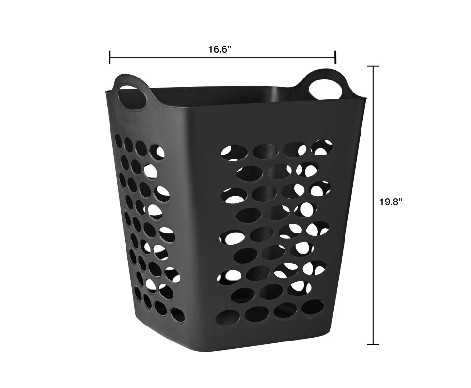 (3 pack) Mainstays Flex Square Laundry Hamper, Black, Adult