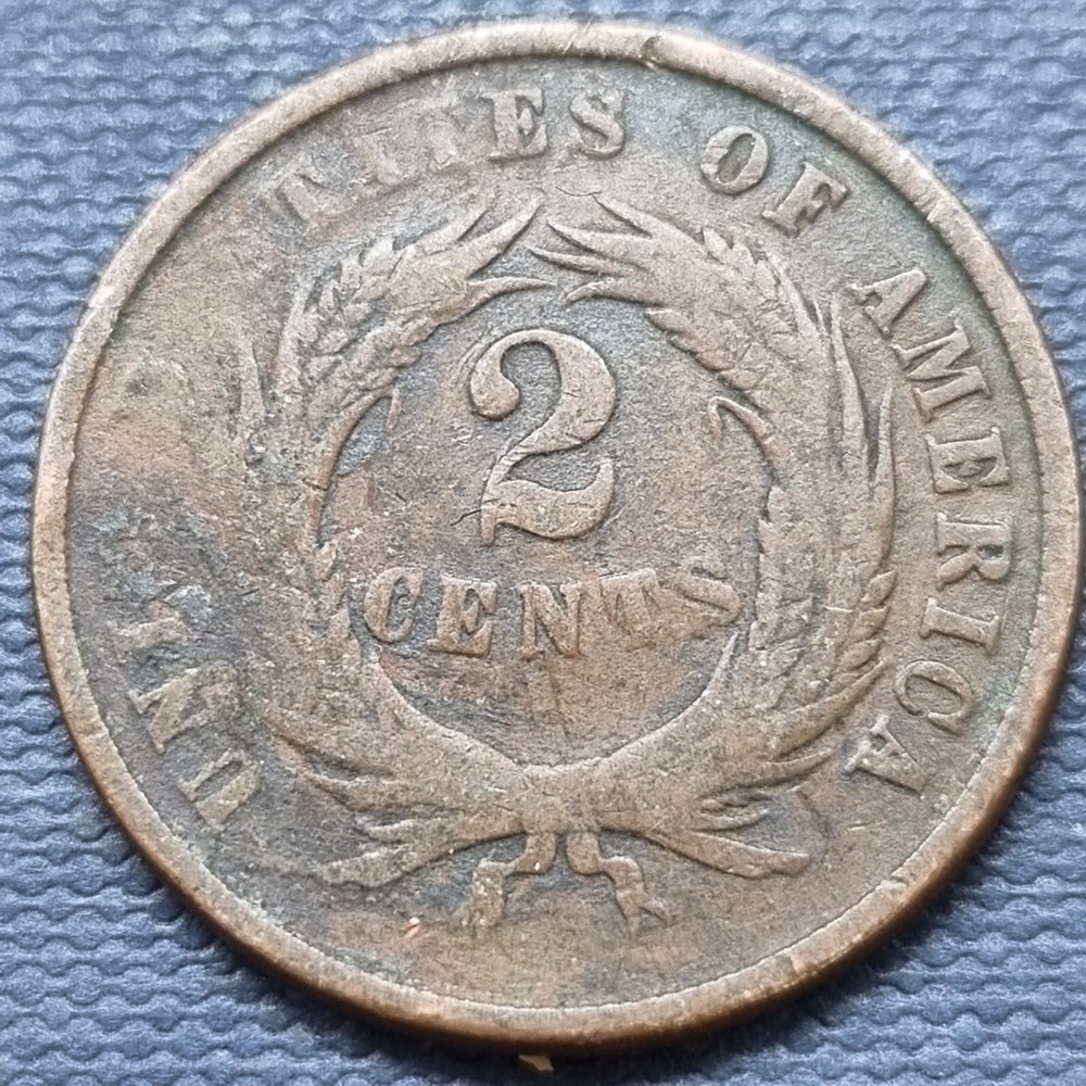 1865 Two Cent Piece 2c Circulated Details #66894